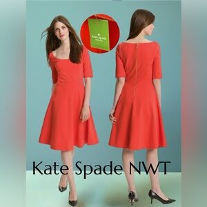Kate Spade Jada Dress ORANGE 🍊 colour -Back Zip in gold tone New‼️ +bonus scarf